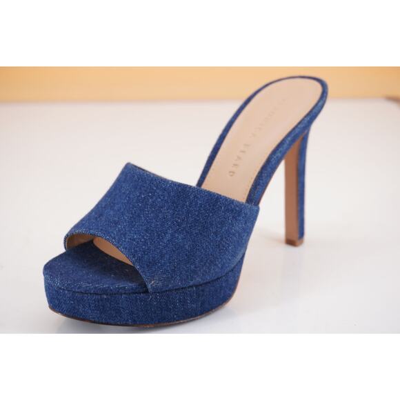 Veronica Beard Dali Platform Blue Denim slide sandals Size 6 Chunky $395 - Picture 1 of 8